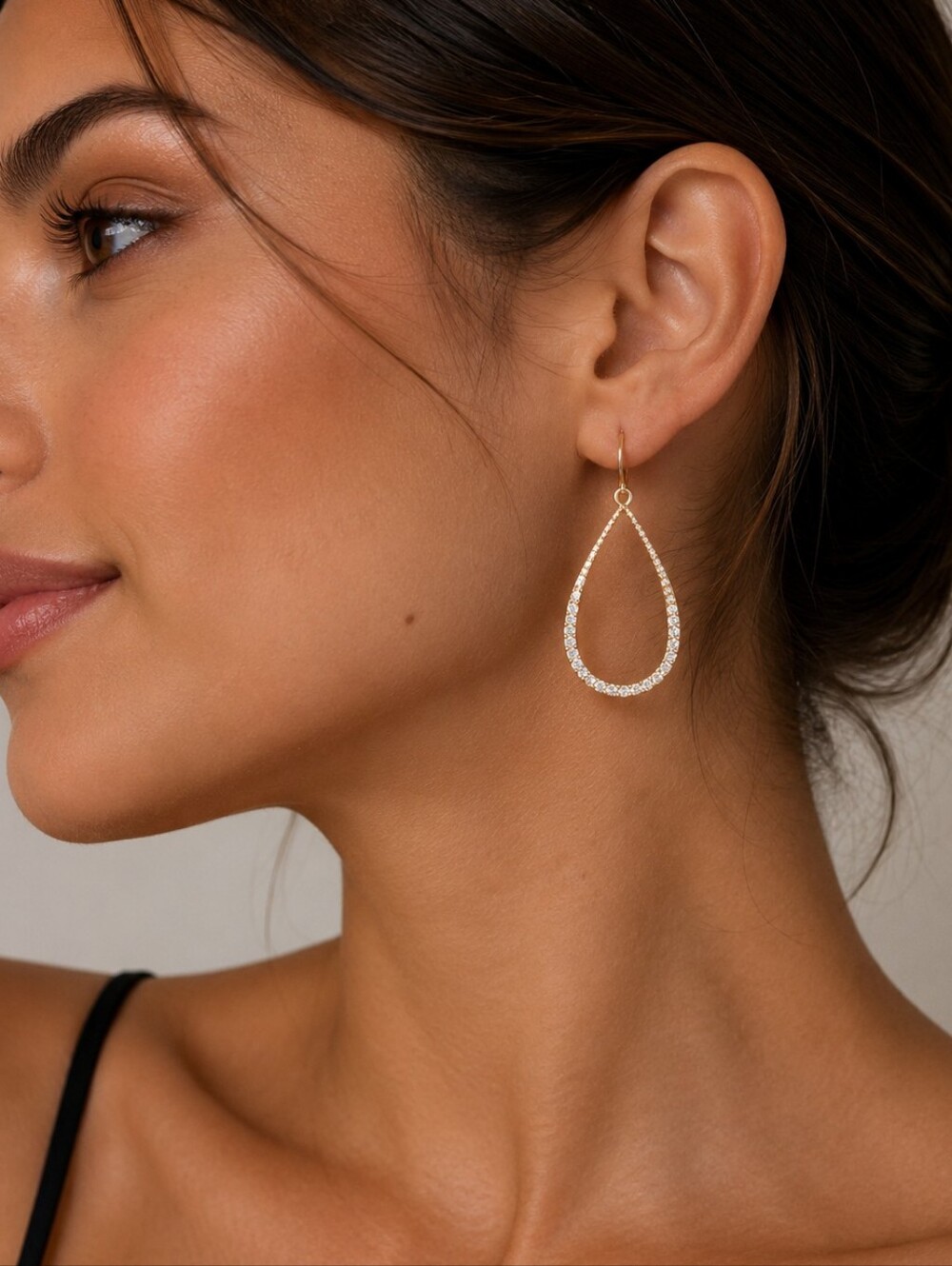 PARK LANE Paved Crystal Teardrop Cutout Dangle Hook Nebula Earrings